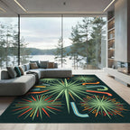 Mid-Century Retro Burst Sun Ray Art Rug