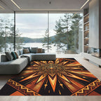 Radiant Amber Geometric Sun Star Rug