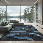 Blue Industrial Revolver Arrangement Art Rug