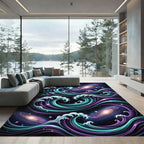 Celestial Turquoise Purple Cosmic Wave Rug