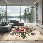 Pink Daisy Hearts Garden Bouquet Rug