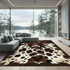 Rustic Brown Spotted Cowhide Portrait Rug