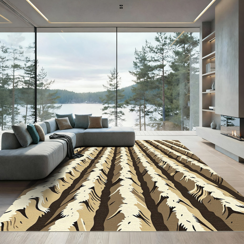 Woven Earth Tone Vertical Stripes Rug