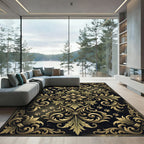 Ornate Gold Floral Damask Paw Accent Rug