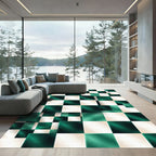 Emerald Cream Chessboard Illusion Rug