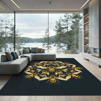 Golden Honey Bee Mandala Art Rug