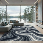 Monochromatic Swirl Abstract Waves Rug