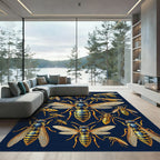 Detailed Yellow Wasp Entomology Illustration Rug
