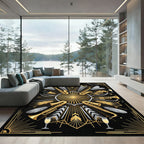 Art Deco Gold Jazz Instrument Medallion Rug