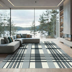 Monochromatic Plaid Fence Composition Rug