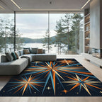 Midcentury Starburst Celestial Geometric Art Rug
