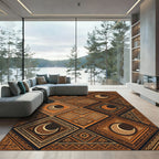 Golden Earthy Moon Diamond Composition Rug