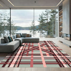 Modern Pink Lattice Plaid Rug