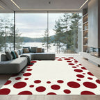 Minimalist Crimson Polka Dot Border Rug