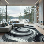 Monochromatic Swirl Brushstroke Rug