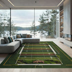 Whimsical Pig Football Field Graphic Rug