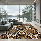 Bold Leopard Floral Roundel Tapestry Rug