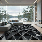 Modern Charcoal Geometric Diamond Rug