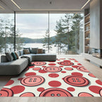 Pink Buttons Red Polka Dot Repeat Rug