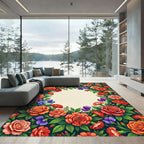 Vibrant Floral Garden Border Rug