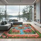 Enchanting Floral Garden Water Feature Rug