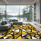 Golden Geometric Abstract Triangle Mosaic Rug