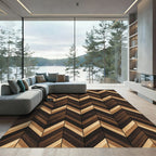 Earthy Tones Chevron Wood Plank Rug