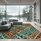 Orange Mint Interwoven Geometric Layers Rug