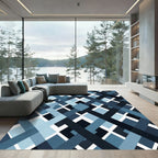 Geometric Navy And Slate Diamond Weave Rug