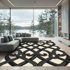 Elegant Monochromatic Iron Scrollwork Interlace Rug