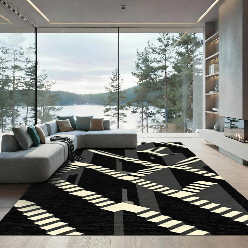 Monochromatic Staircase Illusion Rug