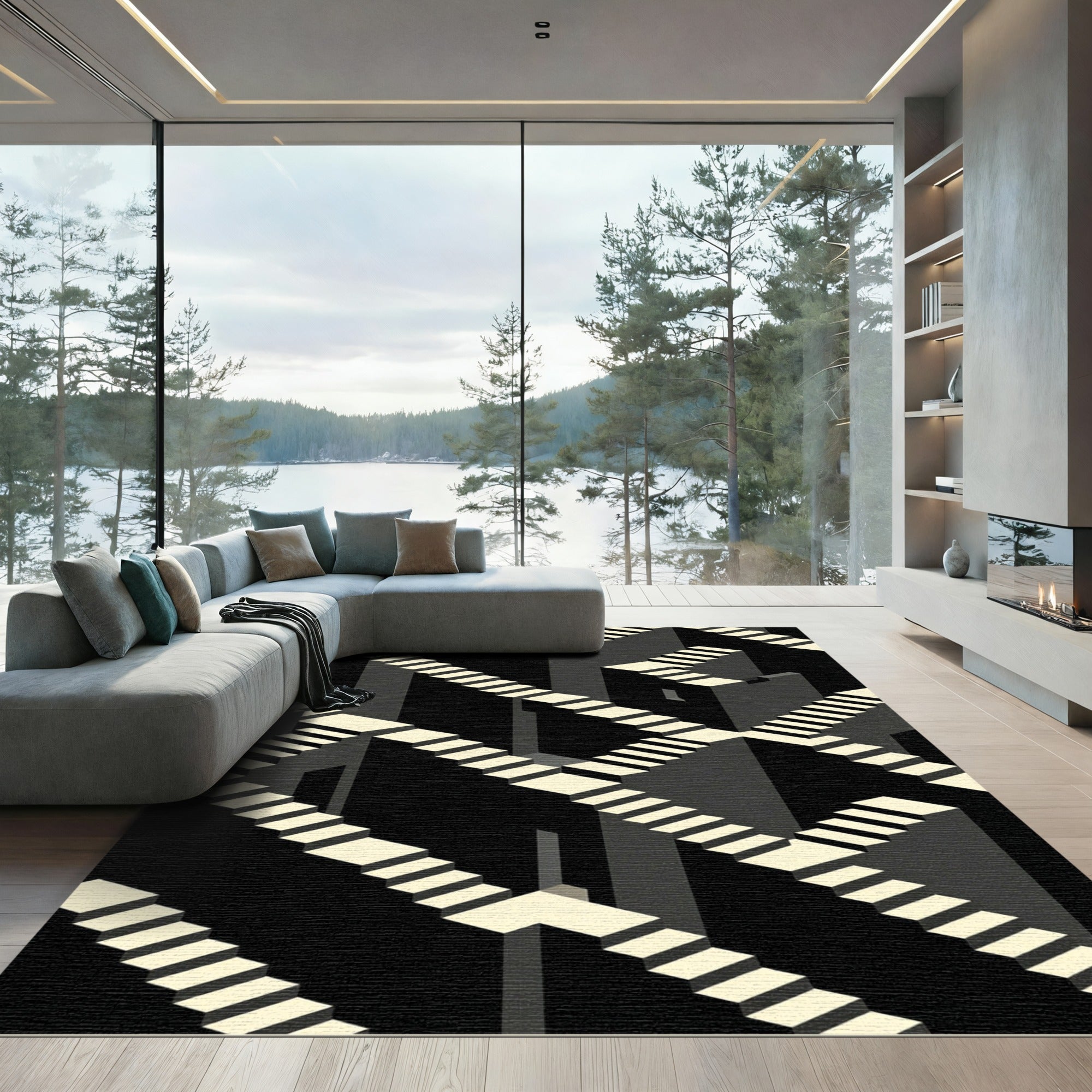 Monochromatic Staircase Illusion Rug