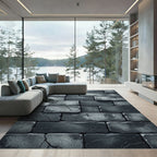 Charcoal Cracked Brick Texture Rug