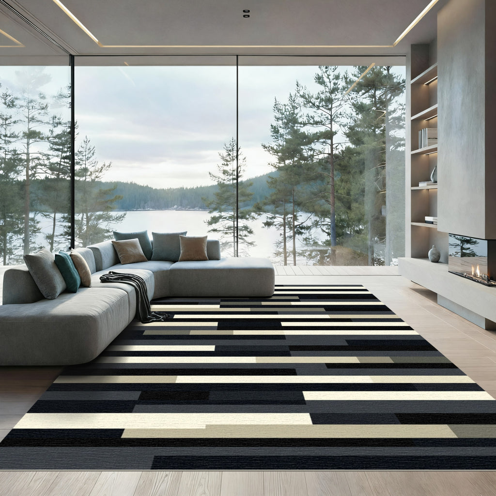 Modern Monochromatic Abstract Linear Rug