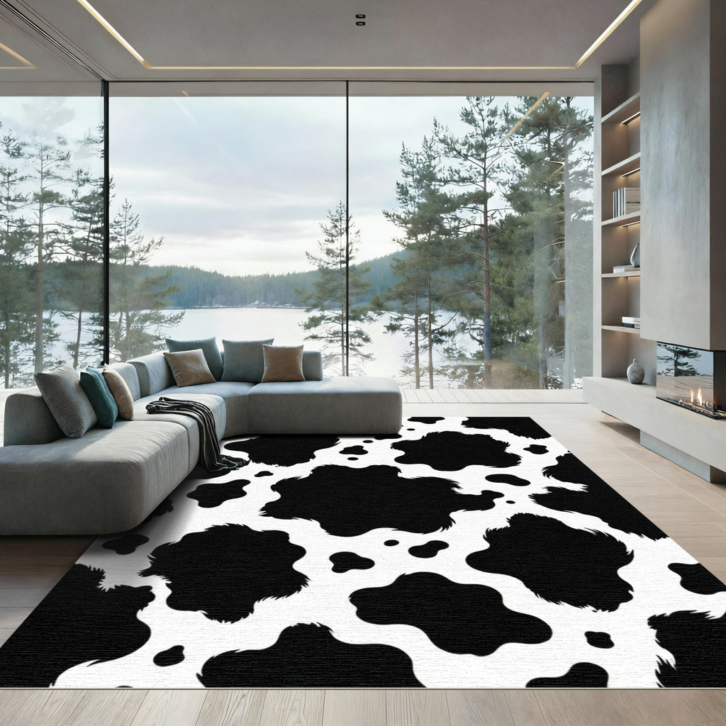 Black and White Organic Cowhide Spot Rug