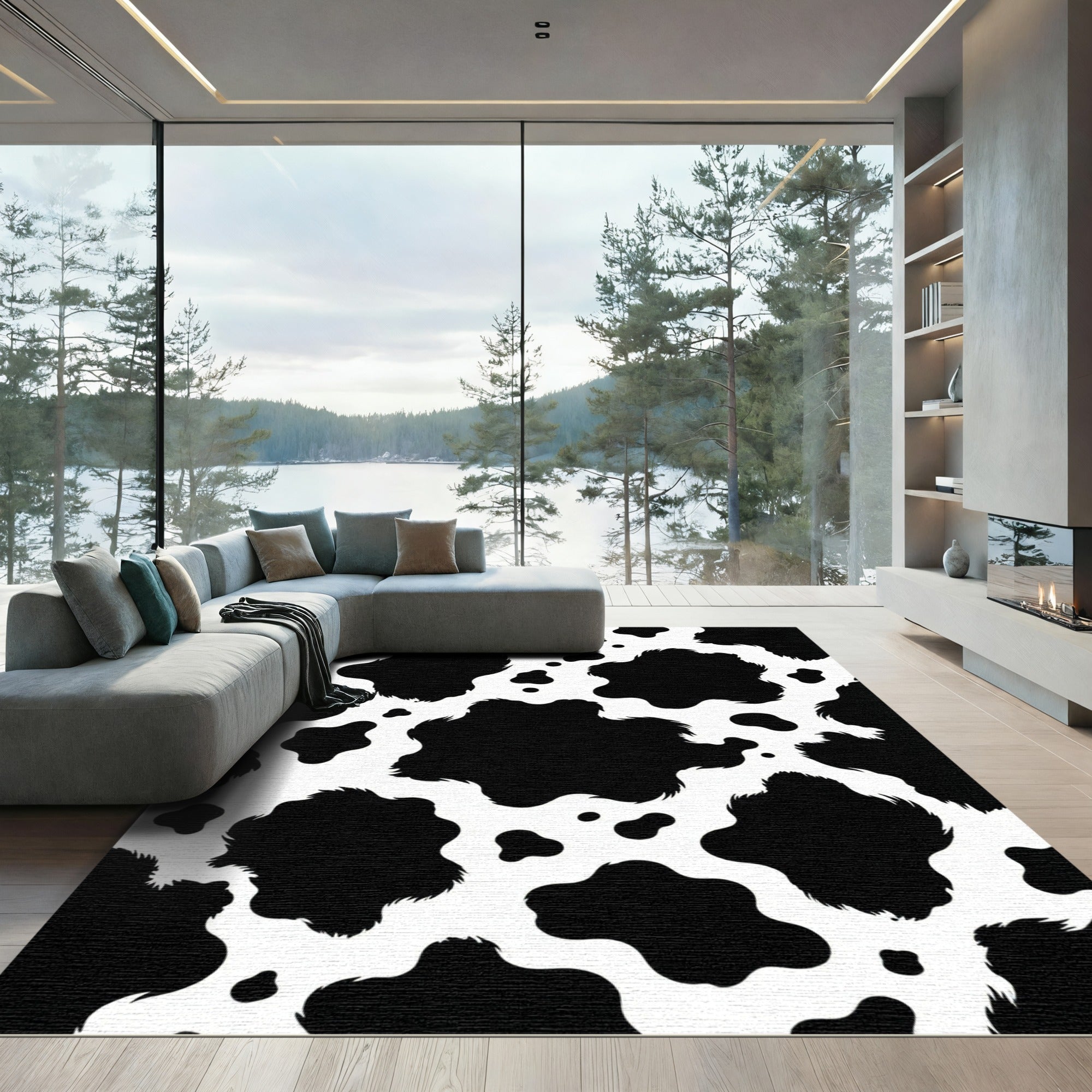Black and White Organic Cowhide Spot Rug