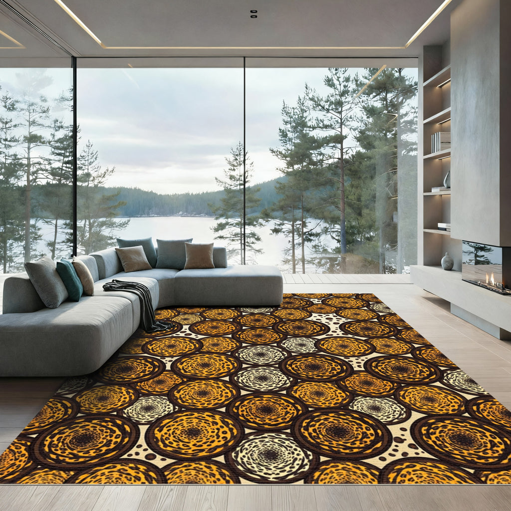 Abstract Animal Spot Circular Mosaic Rug
