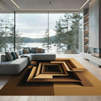 Deep Brown Geometric Tunnel Maze Rug