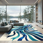 Fluid Cobalt and Teal Ribbon Swirl Rug