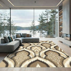Neutral Earth Tone Ikat Medallion Rug