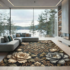 Antique Cream Floral Damask Rug