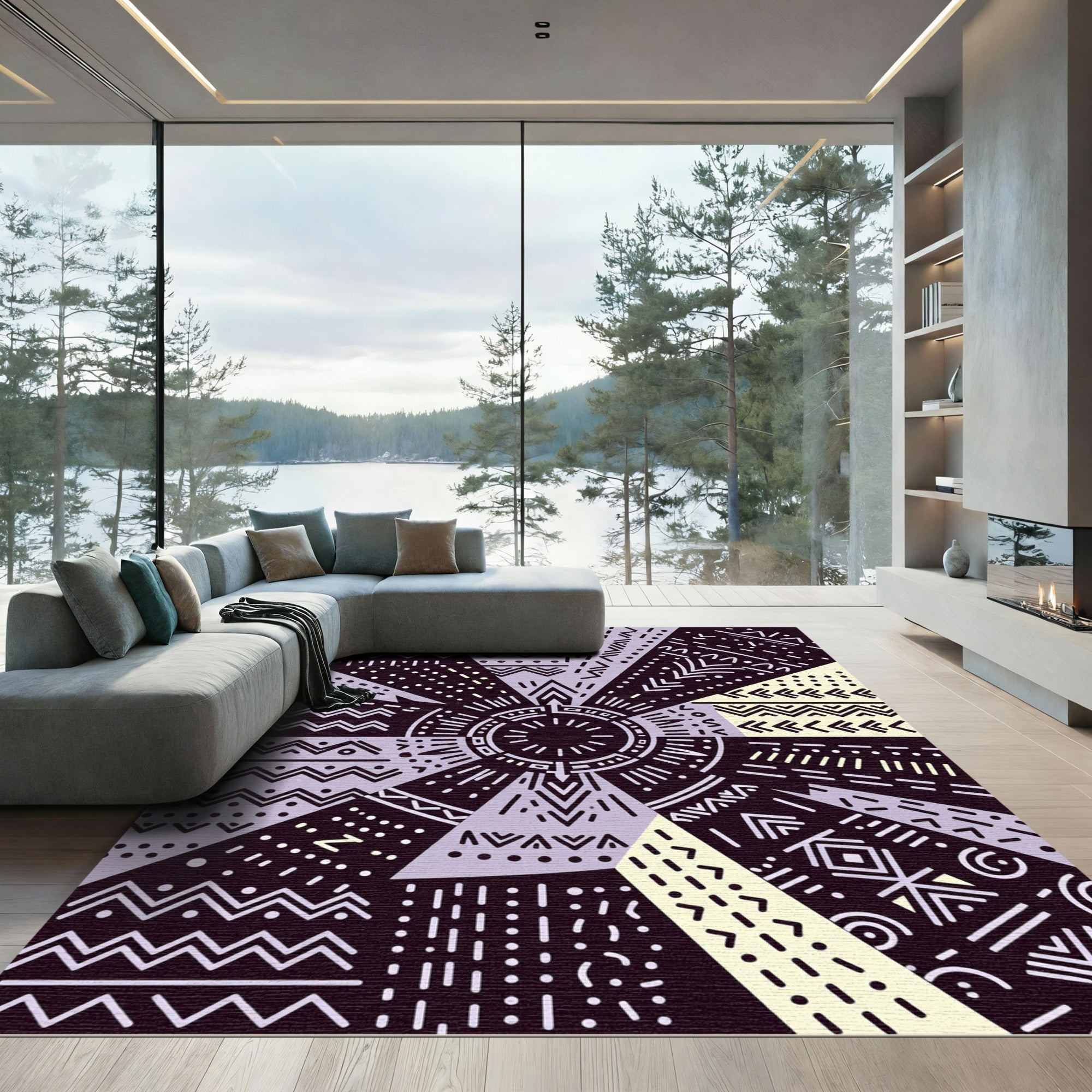 Geometric Sunburst Boho Tribal Rug