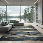 Weathered Navy and White Planks Rug
