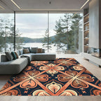 Coral Cream Brown Diamond Clover Rug