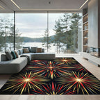Radiant Red Black Gold Starburst Rug