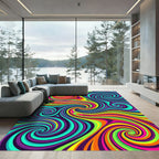 Vibrant Neon Psychedelic Swirl Galaxy Rug