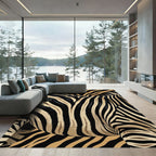 Bold Black Tan Zebra Stripe Rug