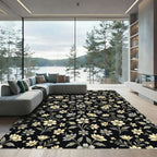 Cream Grey Floral Vine Composition Rug
