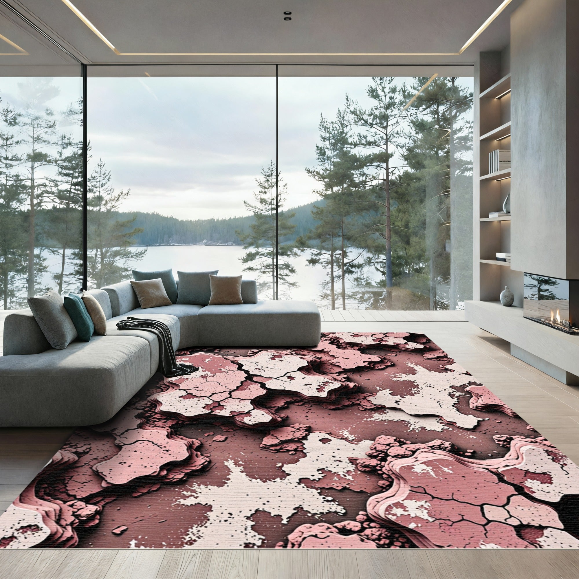 Rose Clay Cracked Earth Layers Rug