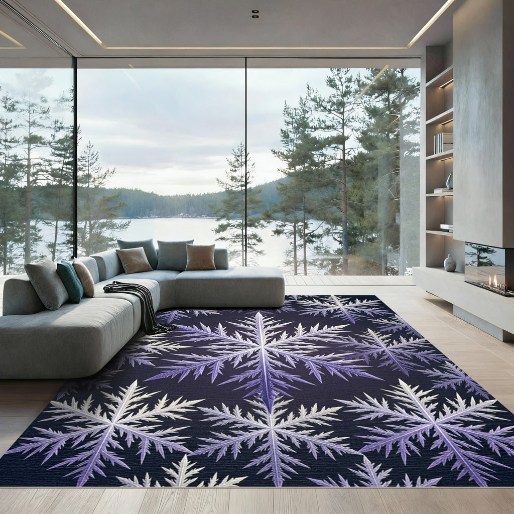 Icy Blue Snowflake Symmetry Rug